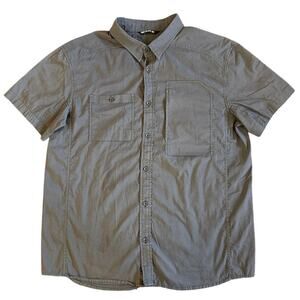 Men’s Arc’Teryx Brown Gray Short Sleeve Button Down Hiking Outdoor Size XL